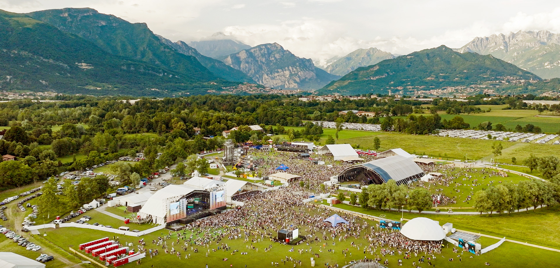 Aereal view of Nameless festival surrounded by the mountains